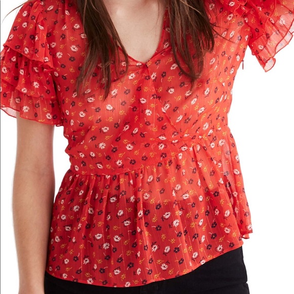 madewell tiered sleeve peplum top